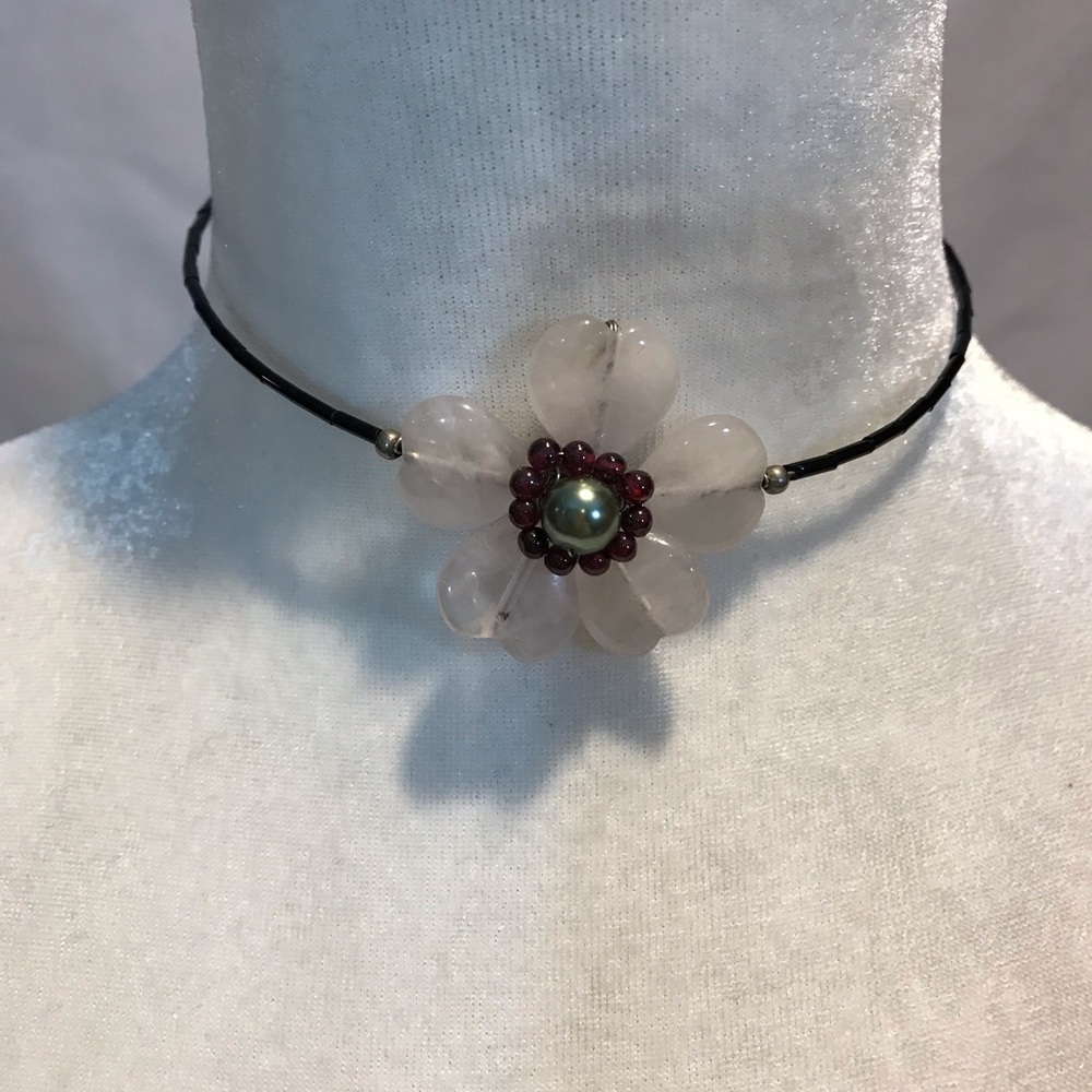 Flower choker necklace.